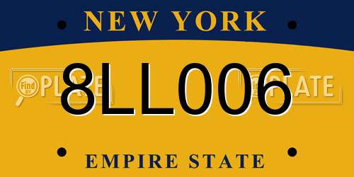 8LL006 New York License Plate