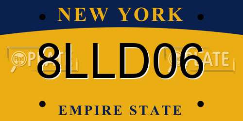 8LLD06 New York License Plate