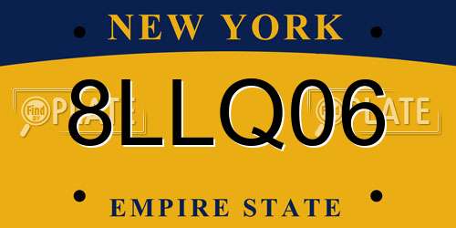 8LLQ06 New York License Plate