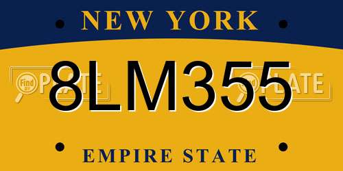 8LM355 New York License Plate