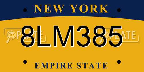 8LM385 New York License Plate