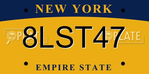 8LST47 New York License Plate
