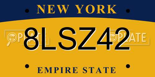 8LSZ42 New York License Plate