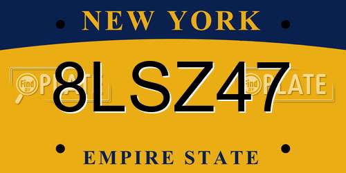 8LSZ47 New York License Plate