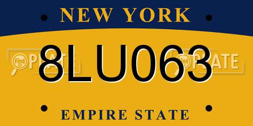 8LU063 New York License Plate