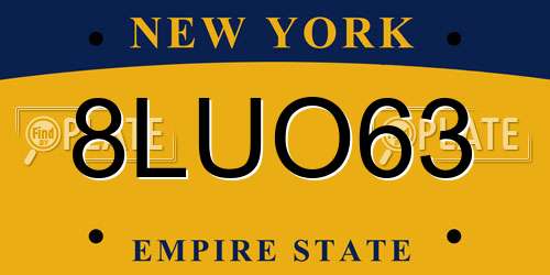 8LUO63 New York License Plate