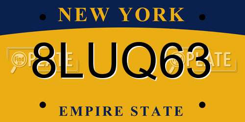 8LUQ63 New York License Plate
