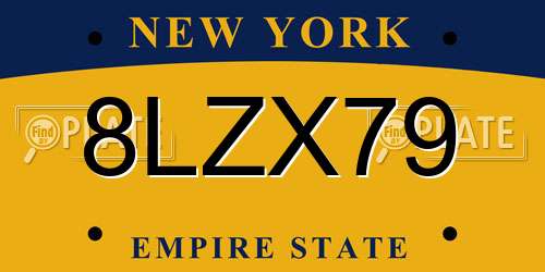 8LZX79 New York License Plate
