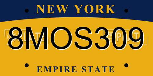 8MOS309 New York License Plate