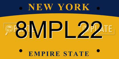 8MPL22 New York License Plate