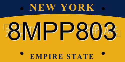 8MPP803 New York License Plate