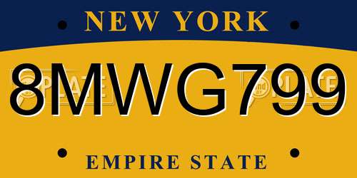 8MWG799 New York License Plate