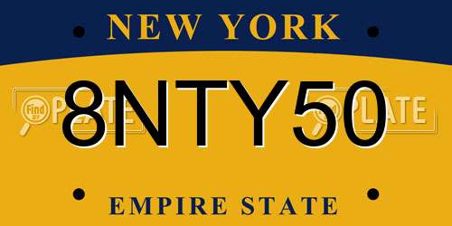 8NTY50 New York License Plate