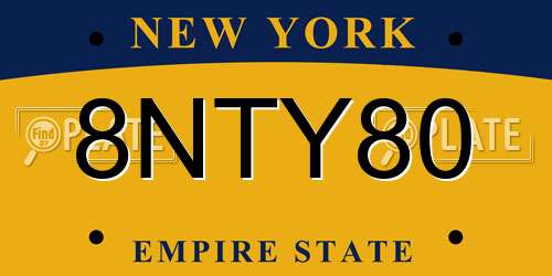 8NTY80 New York License Plate