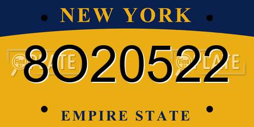 8O20522 New York License Plate