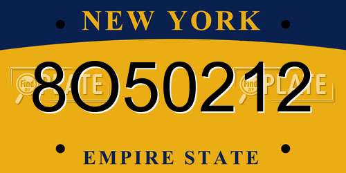 8O50212 New York License Plate