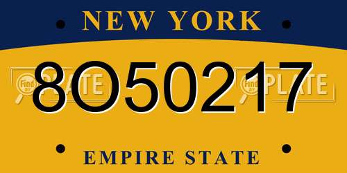 8O50217 New York License Plate