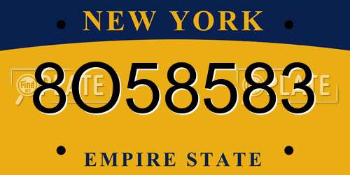 8O58583 New York License Plate