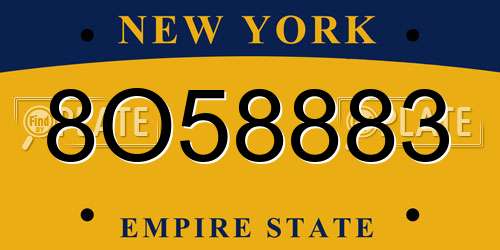 8O58883 New York License Plate
