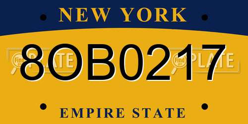 8OB0217 New York License Plate
