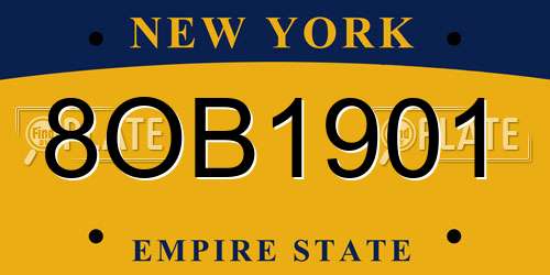 8OB1901 New York License Plate