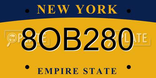 8OB280 New York License Plate