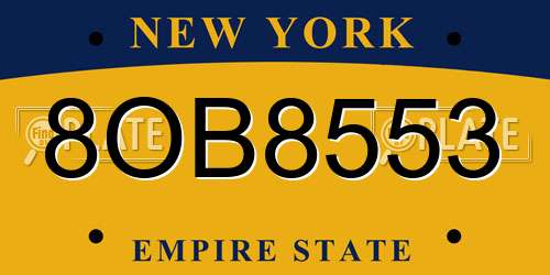 8OB8553 New York License Plate