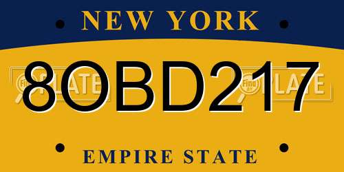 8OBD217 New York License Plate