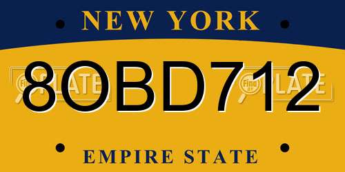 8OBD712 New York License Plate