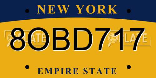 8OBD717 New York License Plate