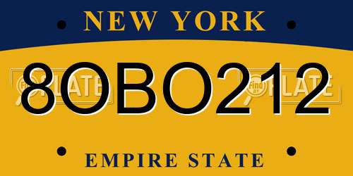 8OBO212 New York License Plate