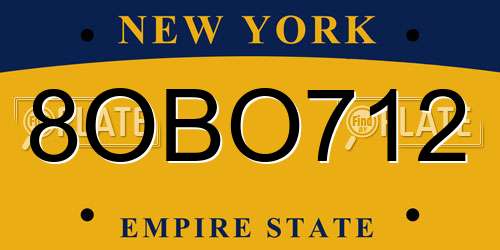 8OBO712 New York License Plate