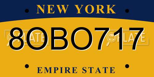 8OBO717 New York License Plate