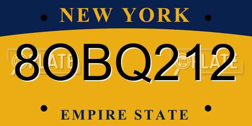 8OBQ212 New York License Plate