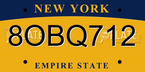 8OBQ712 New York License Plate