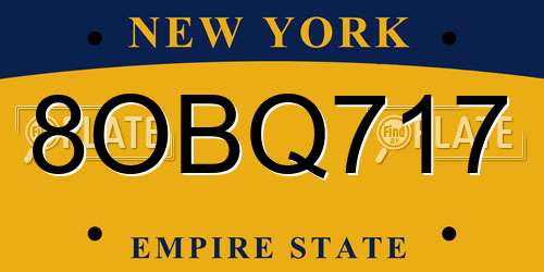 8OBQ717 New York License Plate