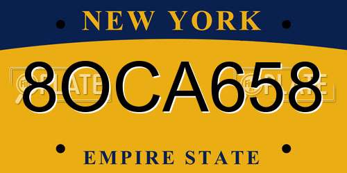 8OCA658 New York License Plate