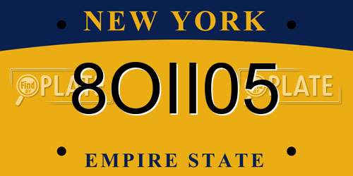 8OII05 New York License Plate