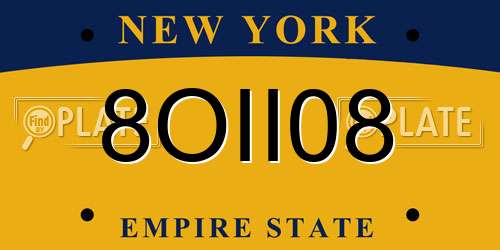 8OII08 New York License Plate