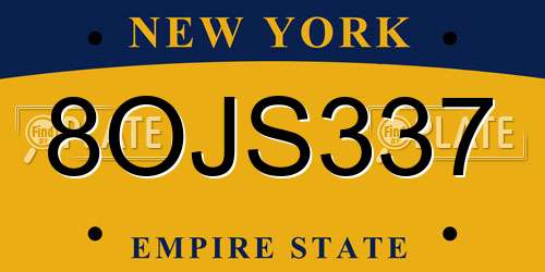 8OJS337 New York License Plate