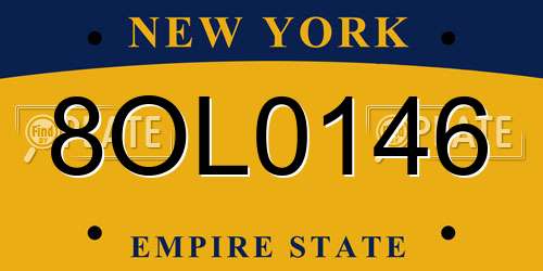8OL0146 New York License Plate
