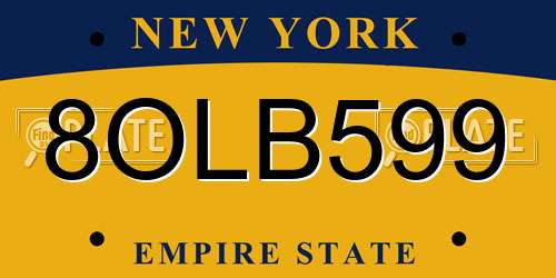 8OLB599 New York License Plate