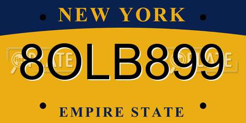 8OLB899 New York License Plate