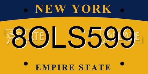 8OLS599 New York License Plate
