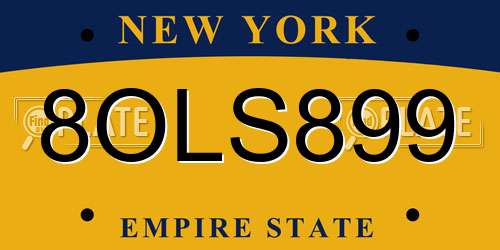 8OLS899 New York License Plate