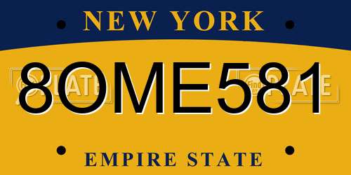 8OME581 New York License Plate