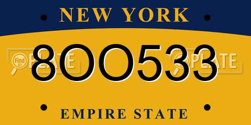 8OO533 New York License Plate