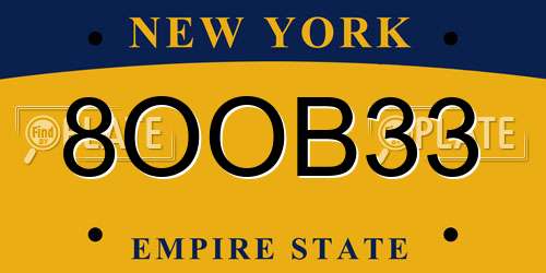 8OOB33 New York License Plate