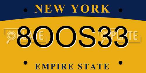 8OOS33 New York License Plate