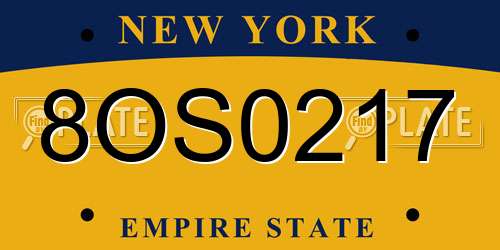 8OS0217 New York License Plate